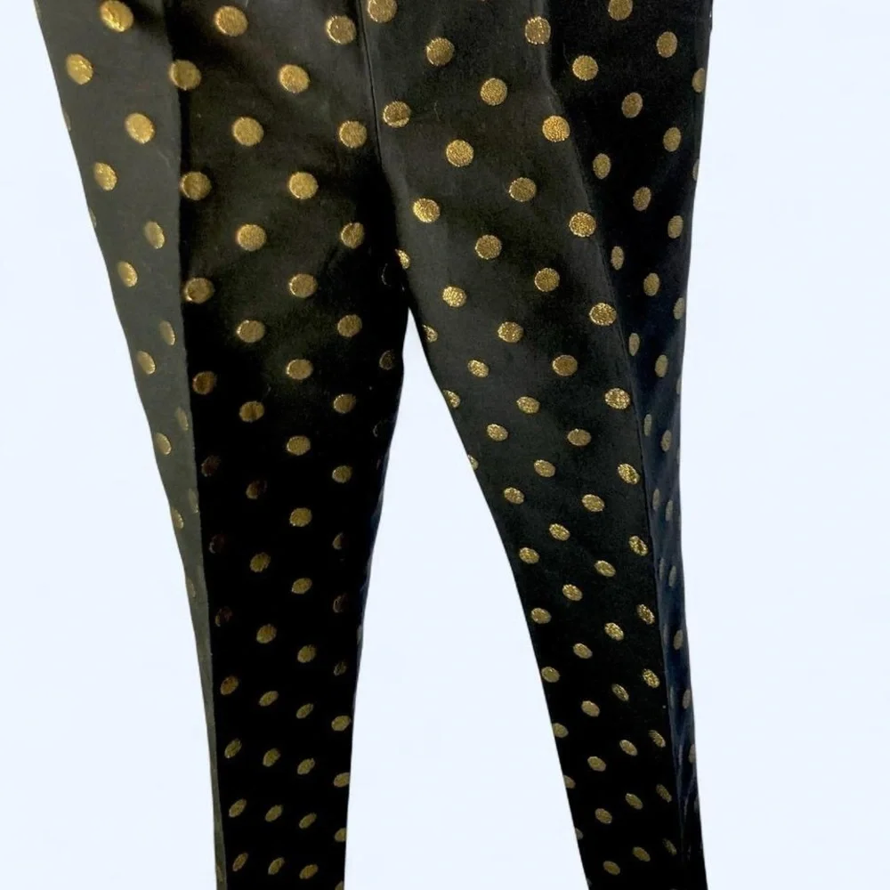 Talbots black & gold polka dot trousers Size 8